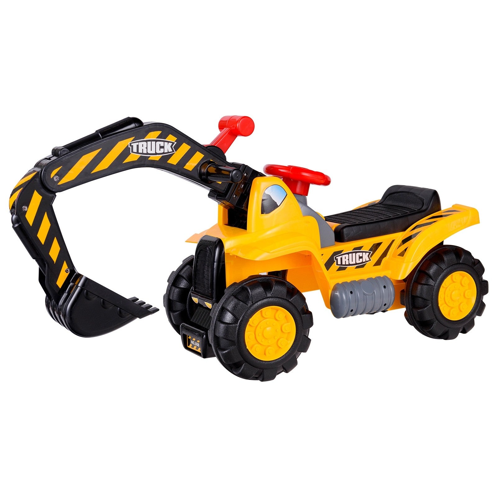 Kids Ride On Construction Excavator, Outdoor Digger Scooper Tractor Toy