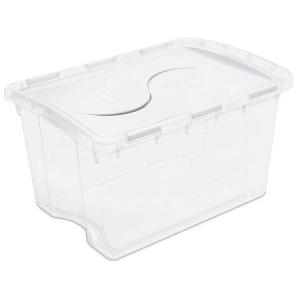 Sterilite 48-Quart Plastic Storage Bin with Hinged Lid  Handles Clear (6 Pack) 6 x 19148006