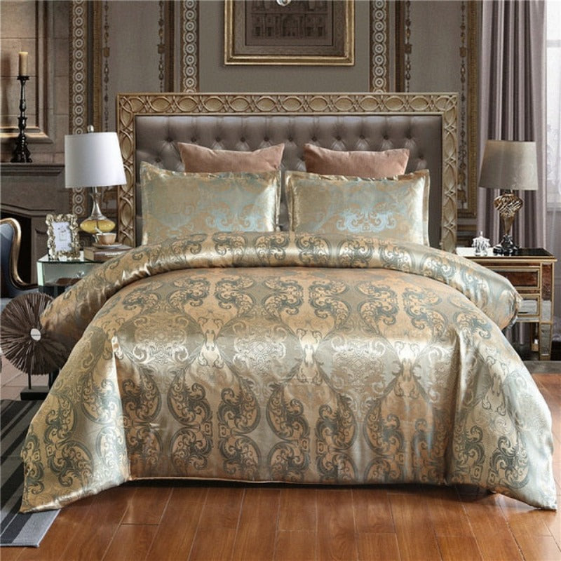 Luxury Bedding Set Satin Jacquard 3pcs  Duvet Cover Set