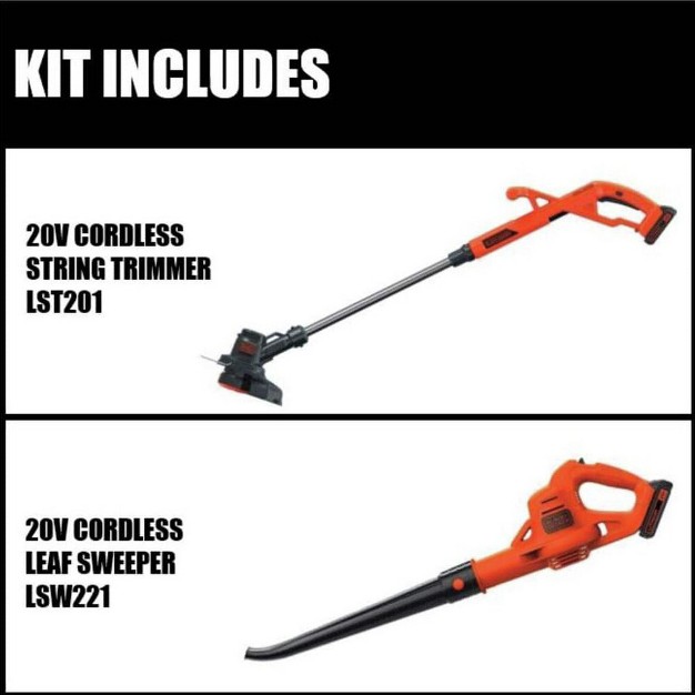 Black amp Decker Lcc222 20v Max Lithium ion Cordless String Trimmer And Sweeper Combo Kit With 2 Batteries 1 5 Ah