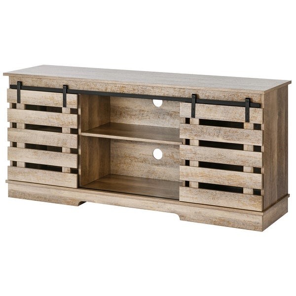 Evelynn Modern TV Stand TV Console Sliding Fence Farmhouse Barn Doors for TVs up to 65