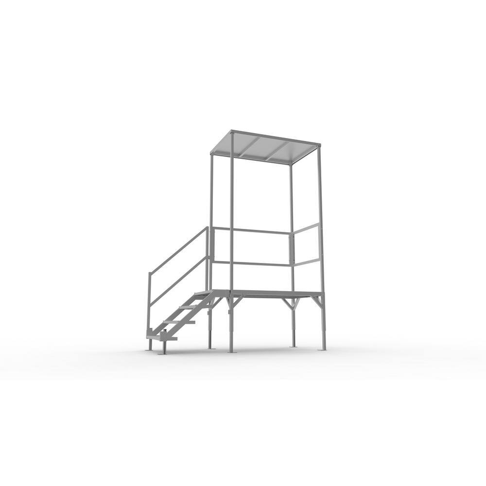 EZ-ACCESS FORTRESS 27.5 in. to 42.5 in. H OSHA Compliant Aluminum 4-Riser Stair System with Platform and Canopy FORC2742