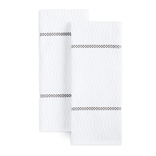 Clorox Antimicrobial Kitchen Towel Set， White/Grey， 2 Piece