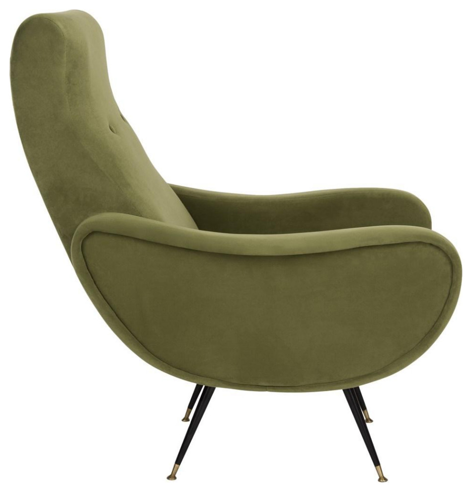 Olivia Velvet Retro Mid Century Accent Chair Olive Green   Midcentury   Armchairs And Accent Chairs   by Virgil Stanis Design  Houzz