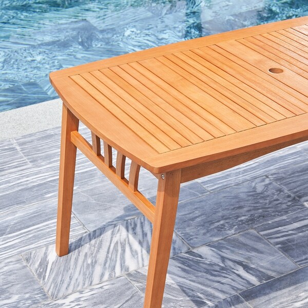 Honey Eucalyptus Wooden Outdoor Dining Table with Umbrella Hole