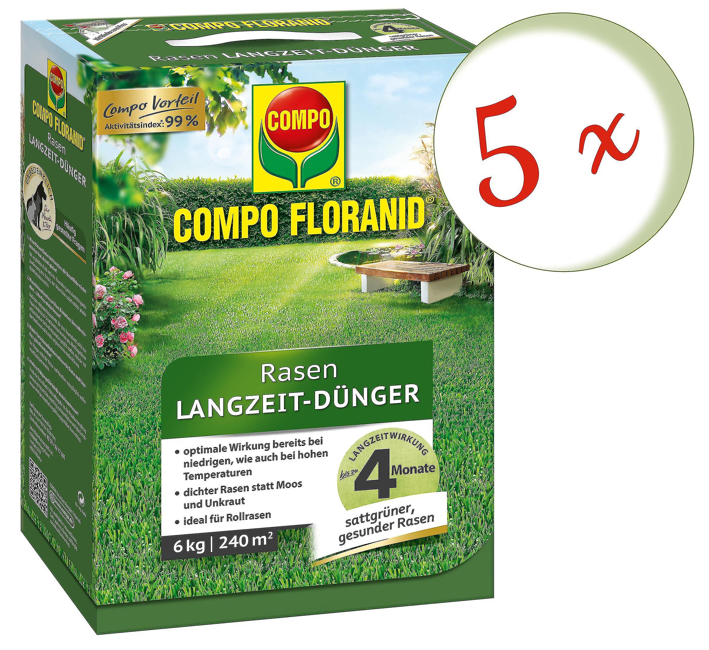 5 x COMPO Rasen Langzeit-D??nger Perfect， 6 kg