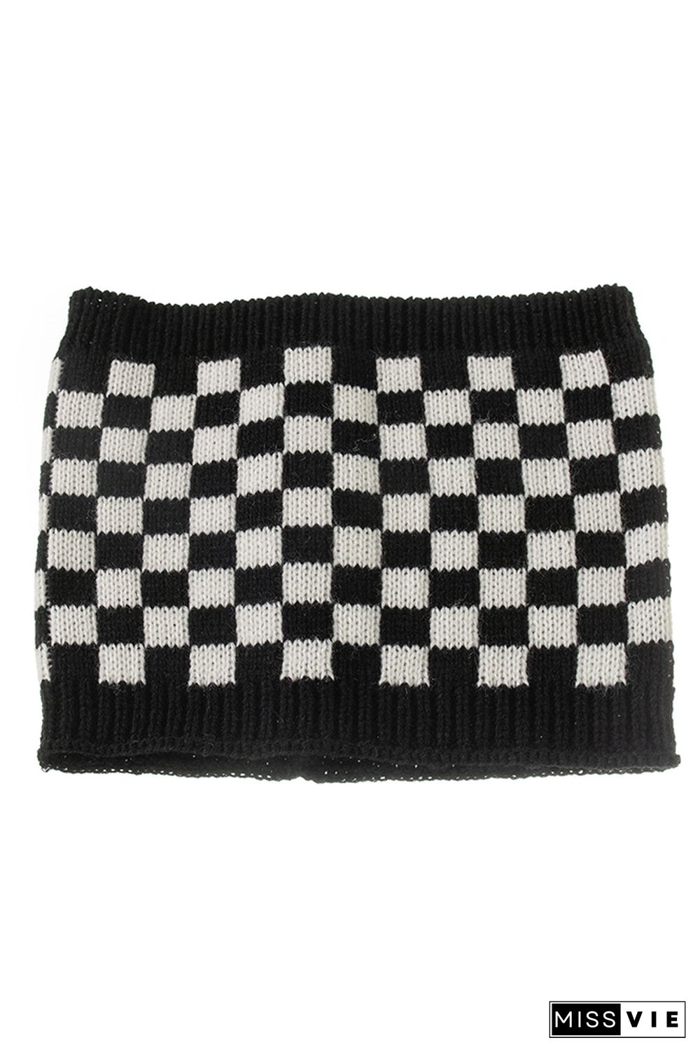 Black White Red Plaid Parent-child Knitted Hat & Scarf 4pcs Set Wholesale MOQ3pcs