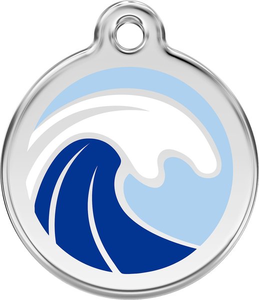 Red Dingo Wave Stainless Steel Personalized Dog and Cat ID Tag