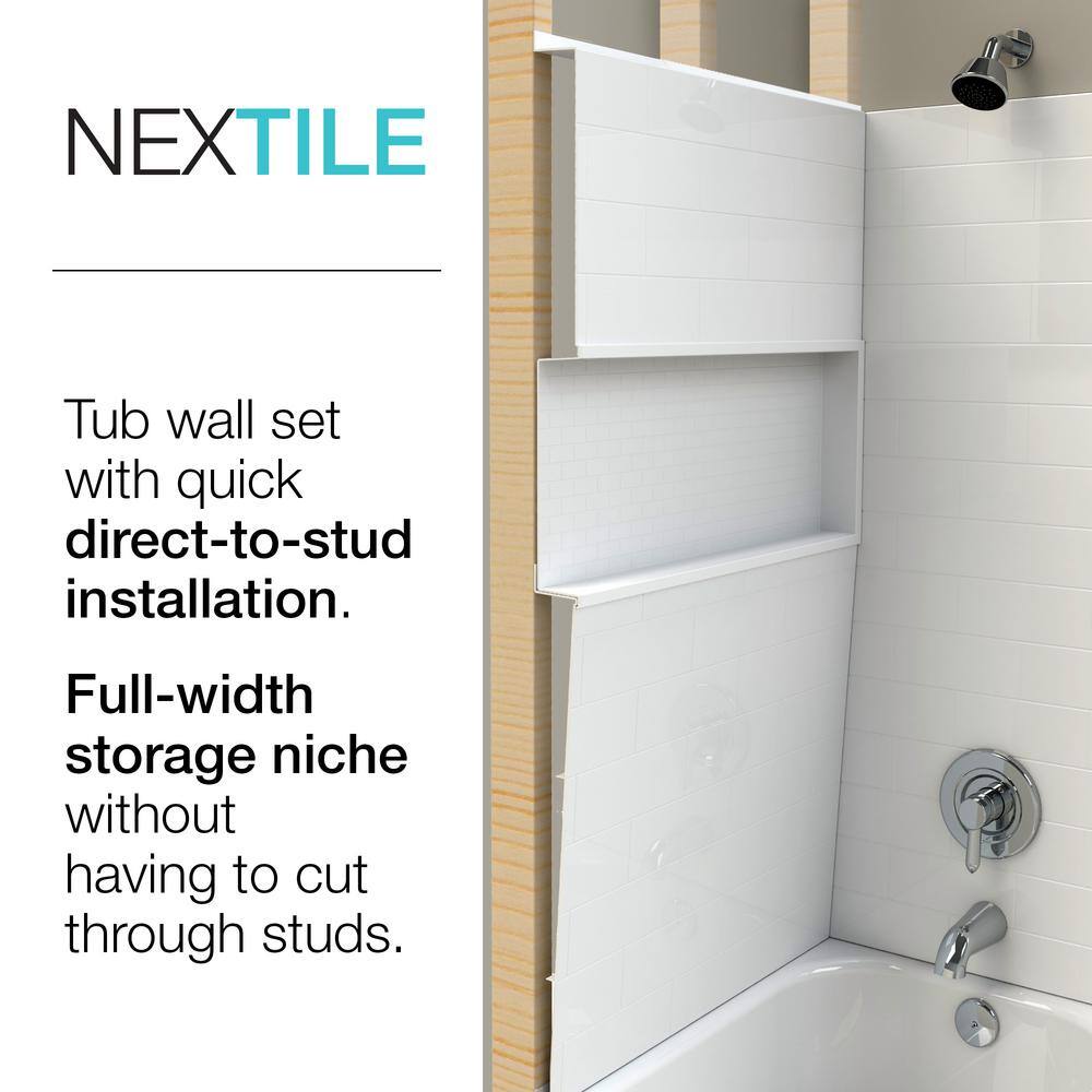 Bootz Industries Aloha NexTile 30 in. x 60 in. x 74.5 in. Standard Fit Alcove Bath and Shower Kit with Right-Hand Drain in White BTZ-ALOHARH-NXT