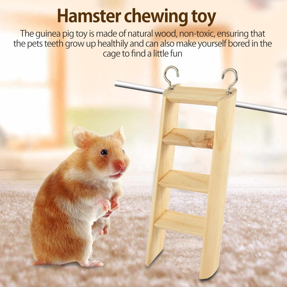 10pcs Natural Wooden Pet Chew Toys Pine Dumbells Unicycle Bell Roller Chew Toy for Hamster Rat Rabbit Play Toy