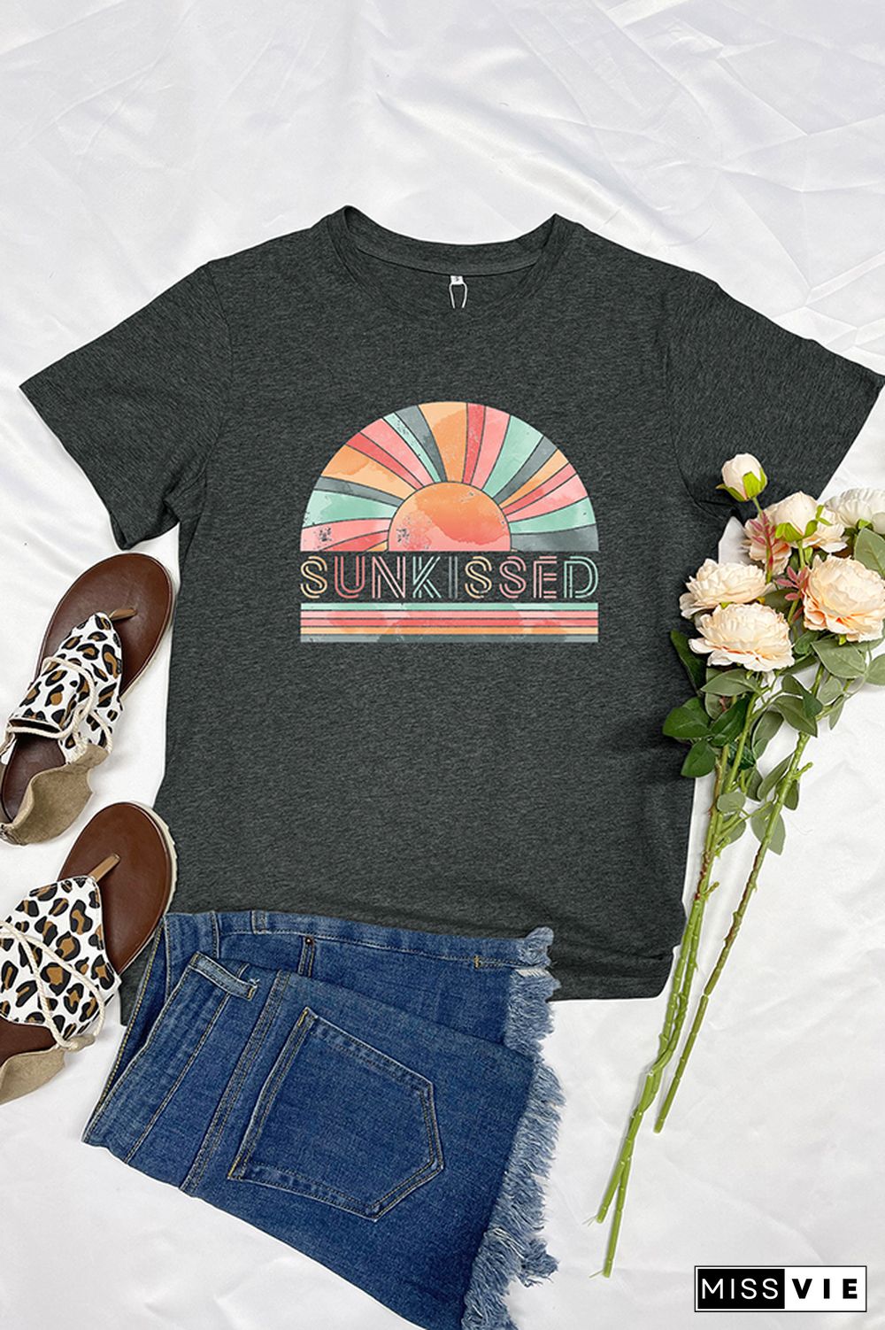 Rainbow Sunkissed Sleeve Graphic Tee Wholesale