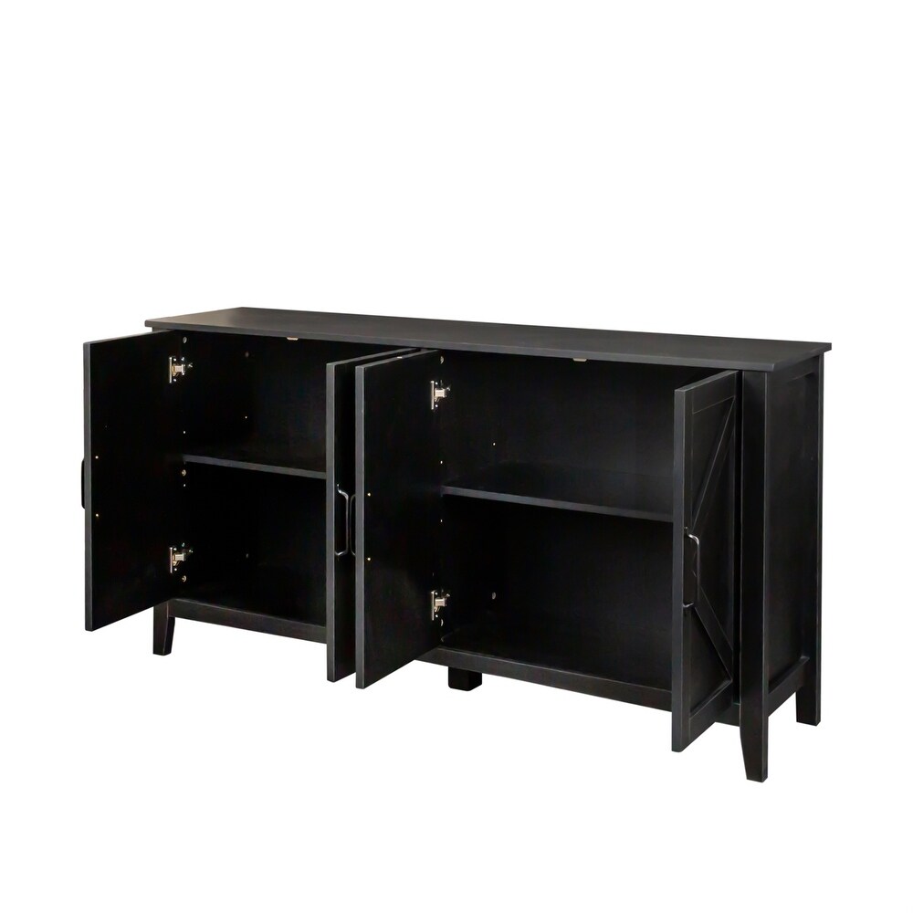 Freestanding Sideboard Storage Cabinet with 4 Doors and 4 Open Shelgves