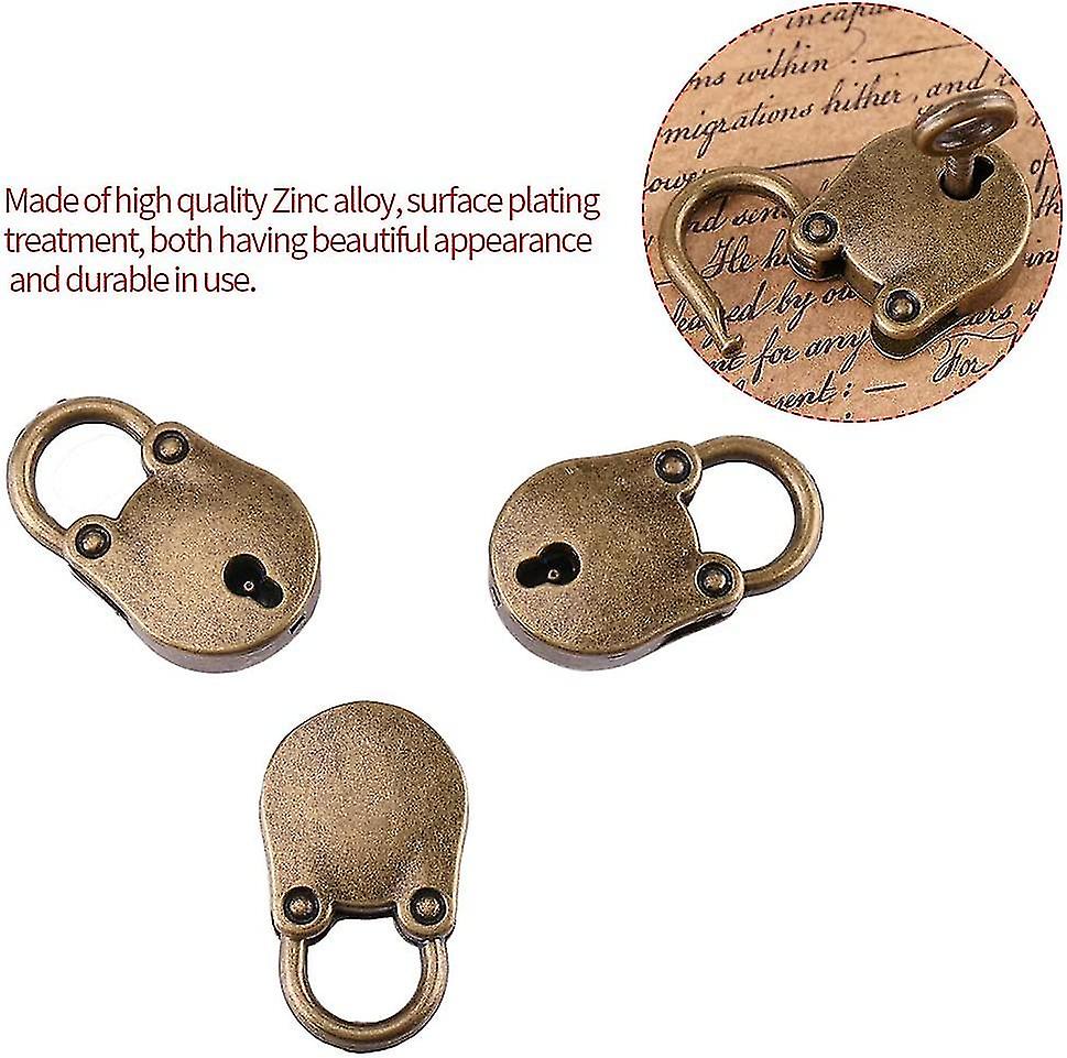 Padlock With Keys， 3 Pcs Padlock With 3 Small Keys Antique Zinc Alloy Decorative Padlocks For Small Items Jewelry Luggage Box Home Hardware (bronze