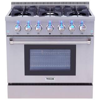 Thor Kitchen Pre-Converted Propane 36 in. 5.2 cu. ft. Oven Dual Fuel Range in Stainless Steel HRD3606ULP