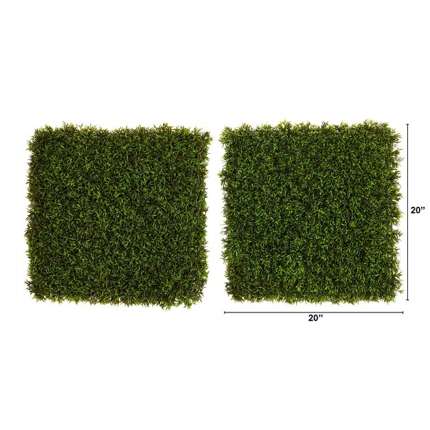 Nearly Natural 20-in Mini Pordocarpus Artificial Wall Mat (indoor/outdoor) (set Of 2)