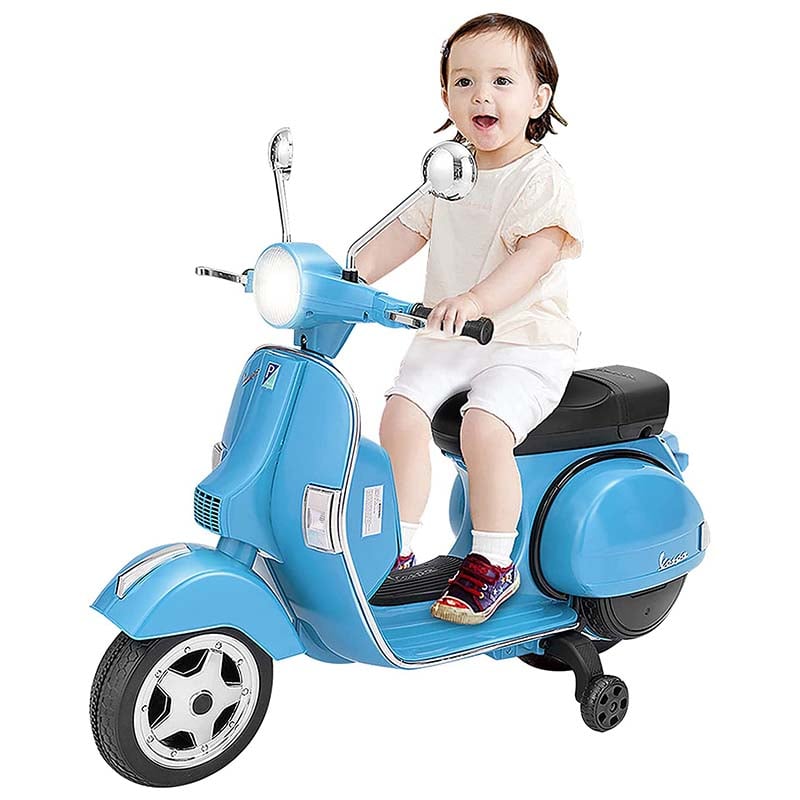 6V Kids Ride on Vespa Scooter Battery Powered Electric Riding Toy Motorcycle with Training Wheels