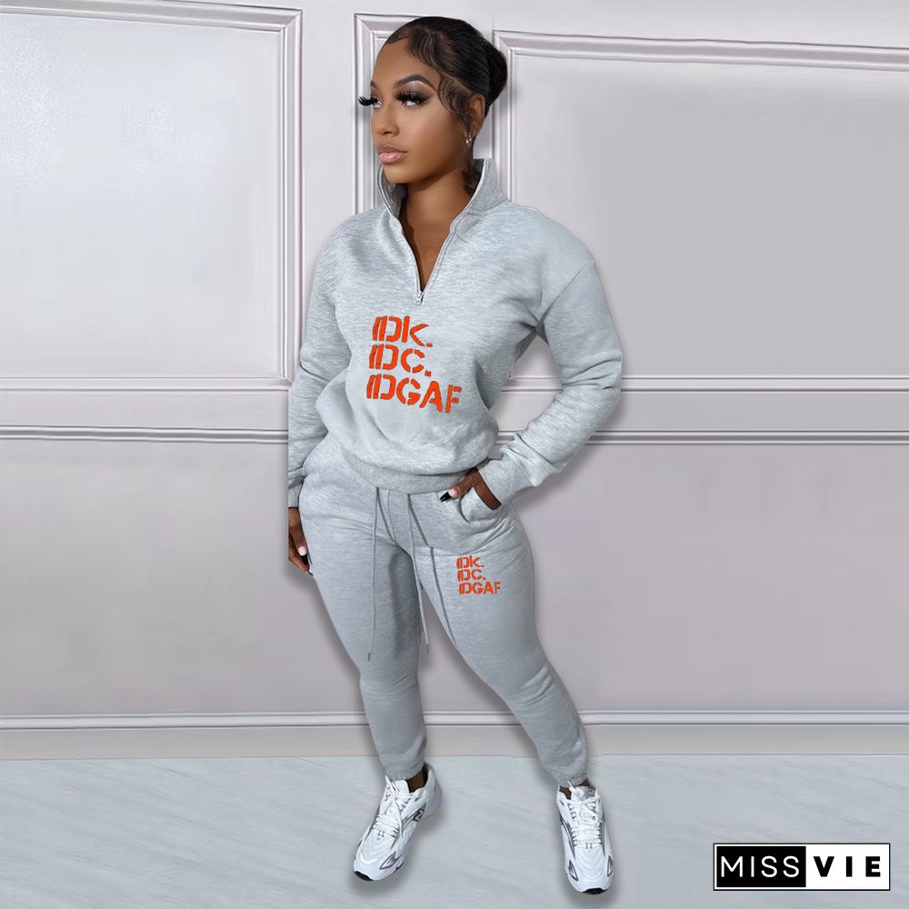 Casual Tracksuit Zipper Sweatshirts and Pants Outfits