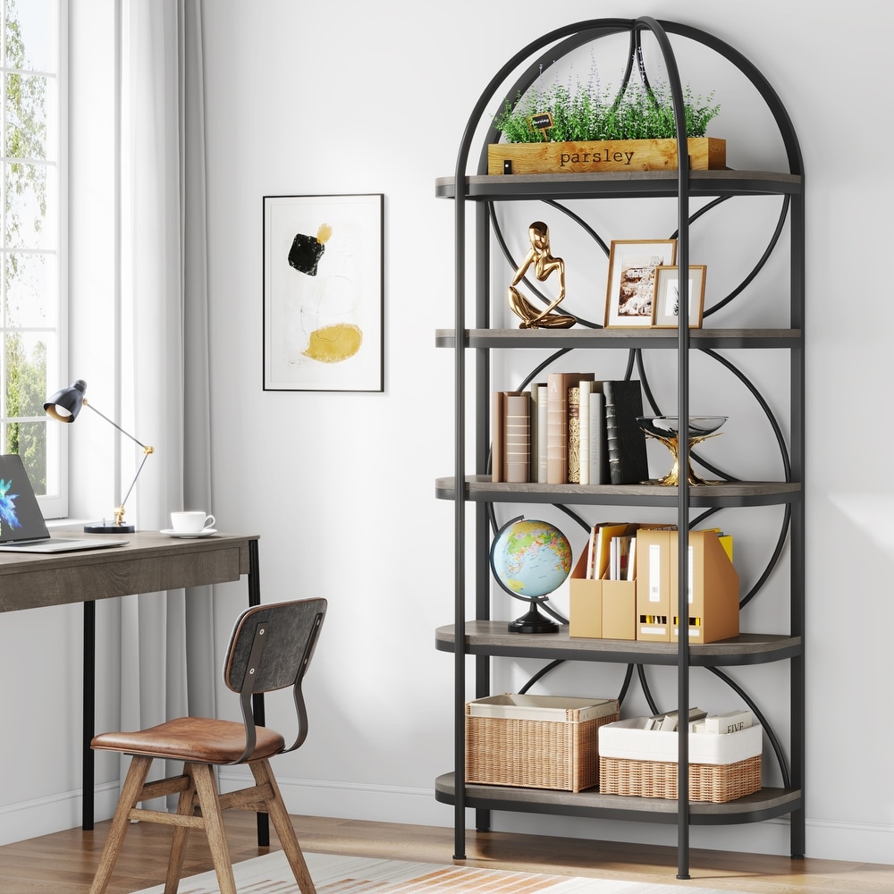 74 Inches Tall Etagere Bookcase Bookshelf Narrow Tall Display Shelf