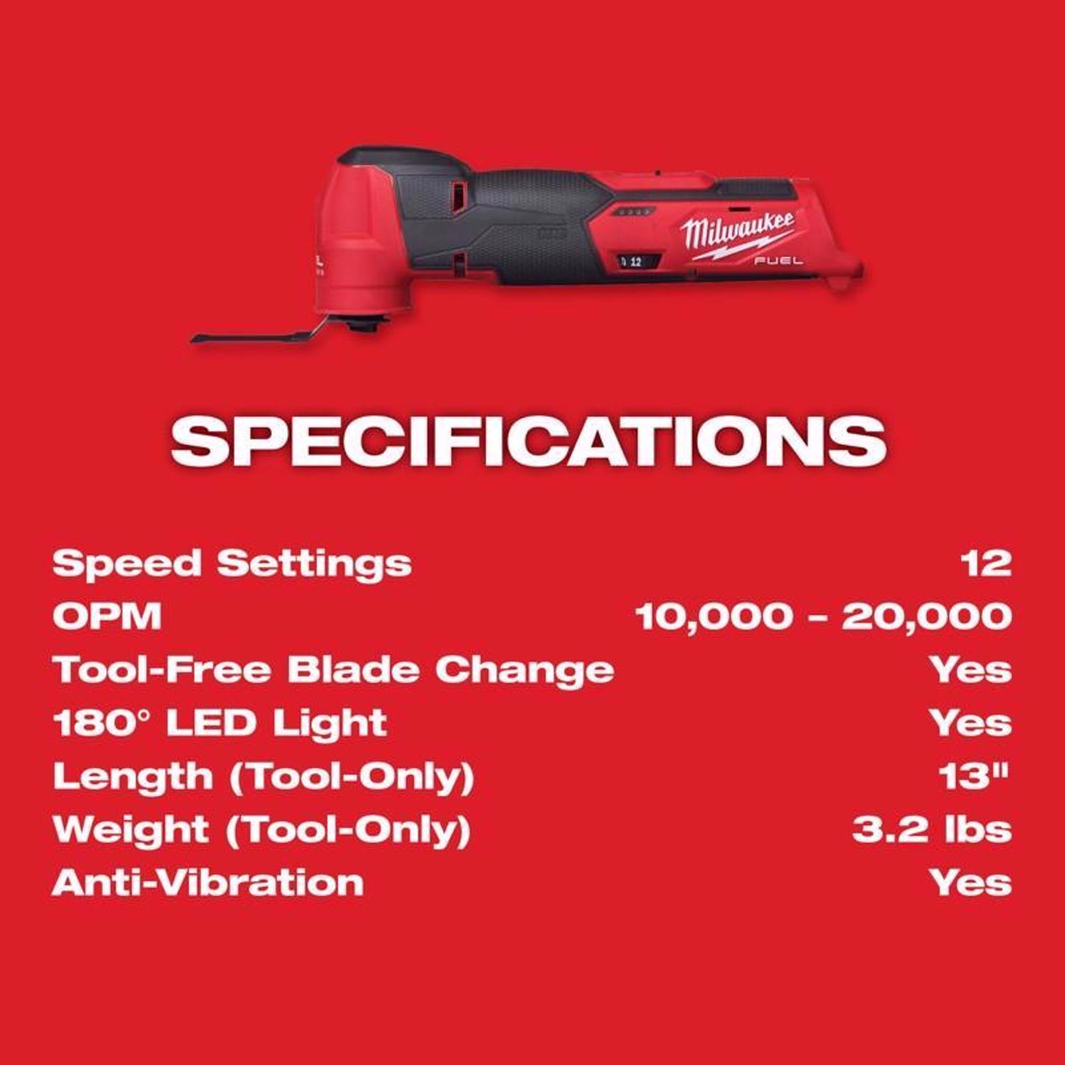 MW M12 FUEL 12 V Cordless Oscillating Multi-Tool Tool Only