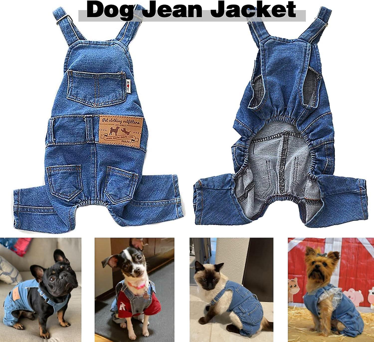 Dog Shirts Clothes Denim Overalls， Pet Jeans Onesies Apparel， Puppy Fashion Comfortable Blue Pants Clothing For Dogs Cats Boy Girl (blue， Medium)