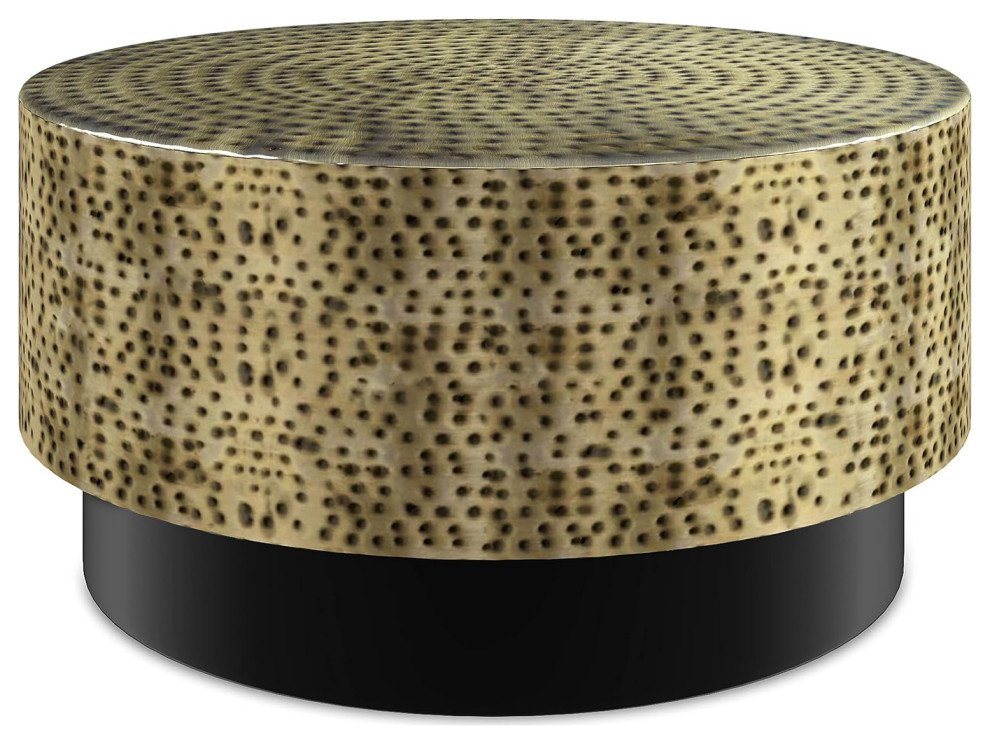 Modern Industrial Coffee Table  Unique Hammered Textured Top  Antique Gold/Black   Contemporary   Coffee Tables   by Decor Love  Houzz