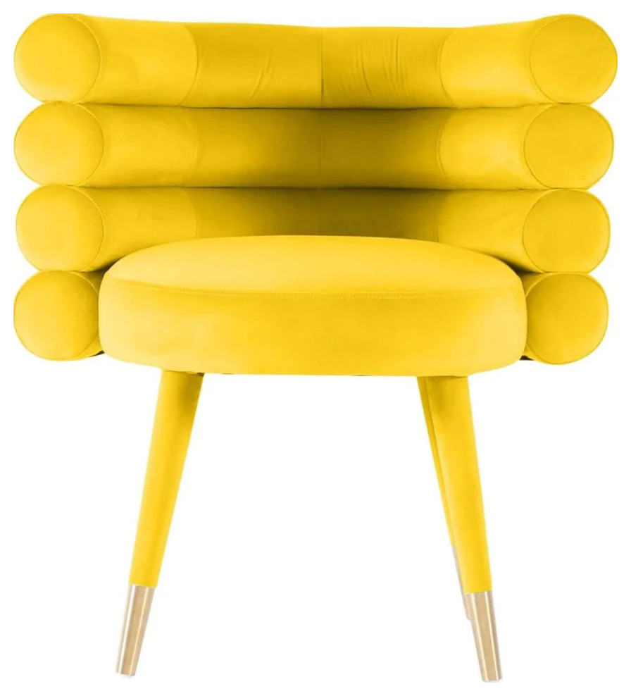 Hurley Modern Yellow and Gold Velvet Accent Chair   Midcentury   Armchairs And Accent Chairs   by Rustic Home Furniture Deco  Houzz