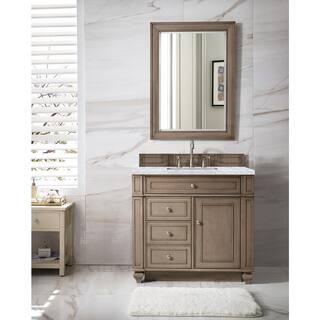 James Martin Vanities Bristol 36 in. W x 23.5 in. D x 34 in. H Single Vanity in Whitewashed Walnut with Marble Top in Carrara White 157-V36-WW-3CAR