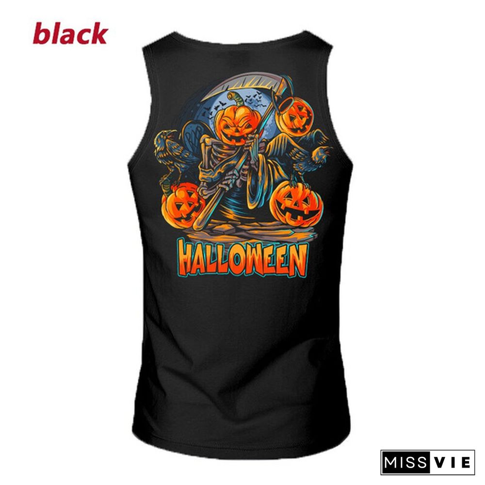 Halloween Unisex Vest-Love Halloween Shirt-Fun Halloween Shirt-Pumpkin Halloween Shirt-Halloween Vest-Orange Halloween Short Sleeve Crew Neck Vest