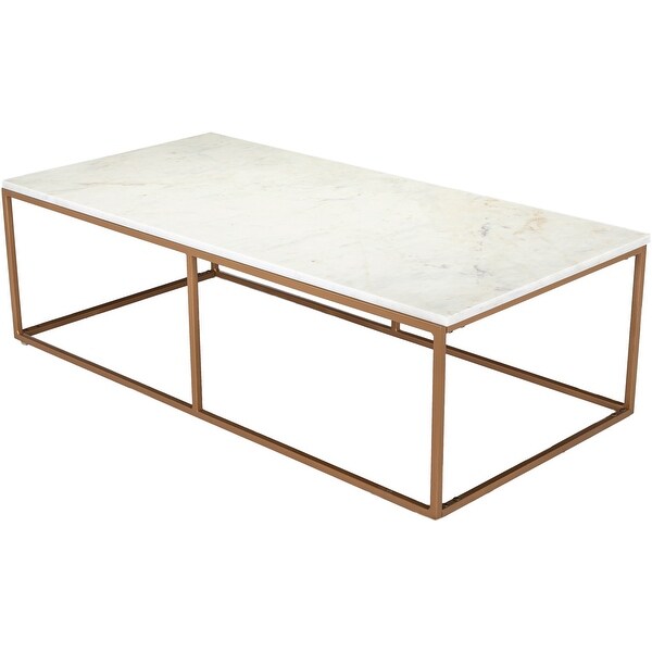 Tanya Genuine Marble and Metal Open Frame Rectagular Coffee Table - 14