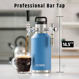 Razorri 64 oz. Stainless Steel Beer Growler Double-Wall Vacuum Insulated Carbonated Keg Half Gal. Ocean Blue Comodo CG64OZ