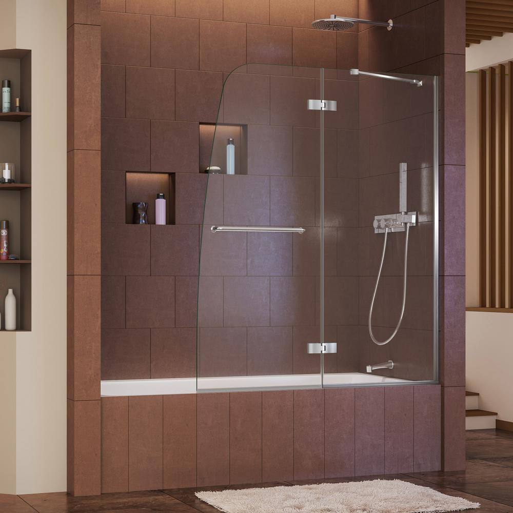 DreamLine Aqua Ultra 48 in. x 58 in. Semi-Frameless Pivot TubShower Door in Chrome SHDR-3448580-01