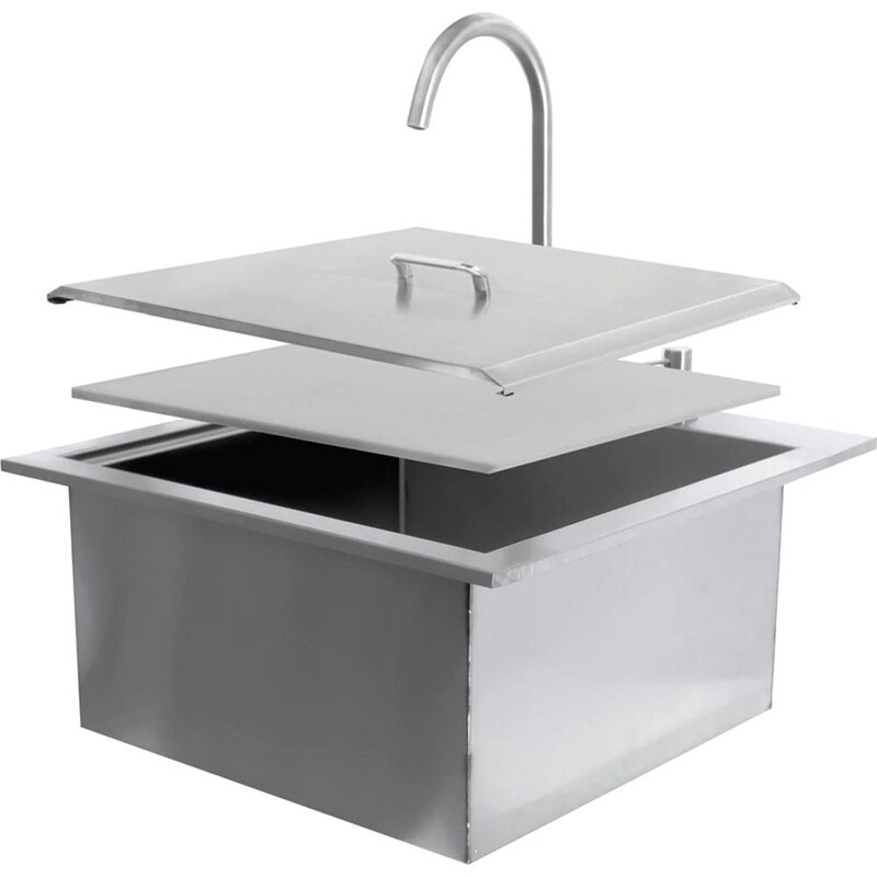 Signature 21-Inch Outdoor Rated Stainless Steel Drop-In Sink With Hot/Cold Faucet