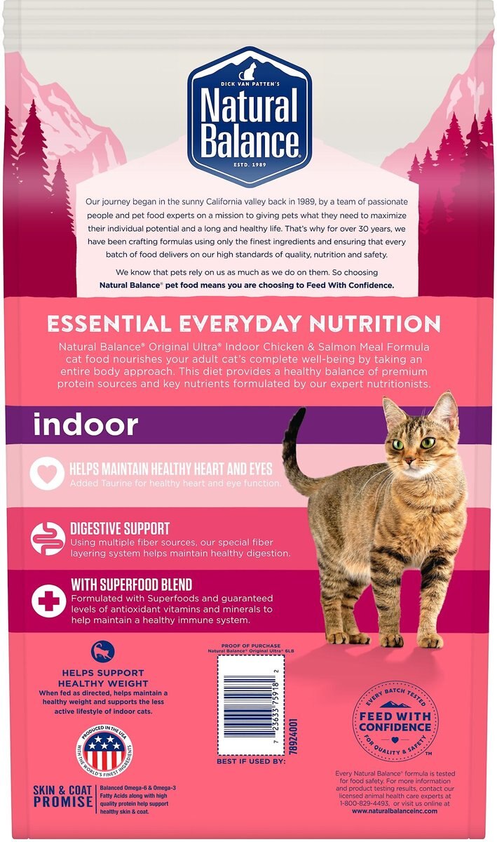 Natural Balance Original Ultra Indoor Chicken and Salmon Meal Dry Cat Food