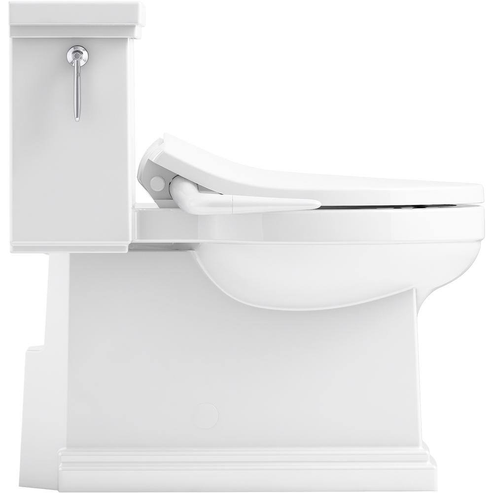 KOHLER Tresham 1-piece 1.28 GPF Single Flush Elongated Toilet with Puretide Manual Bidet Toilet Seat in White K-3981-5724-0