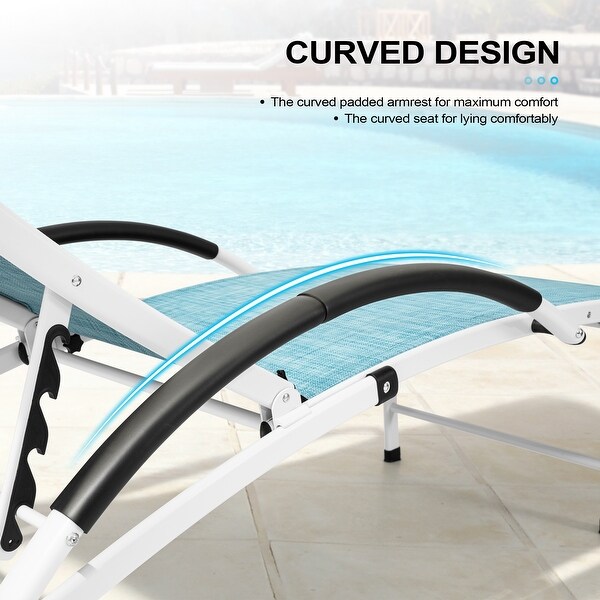 Crestlive Outdoor Adjustable Reclining Chaise Lounge Chair with Arms and Headrest，Aluminum or Steel Frame Options