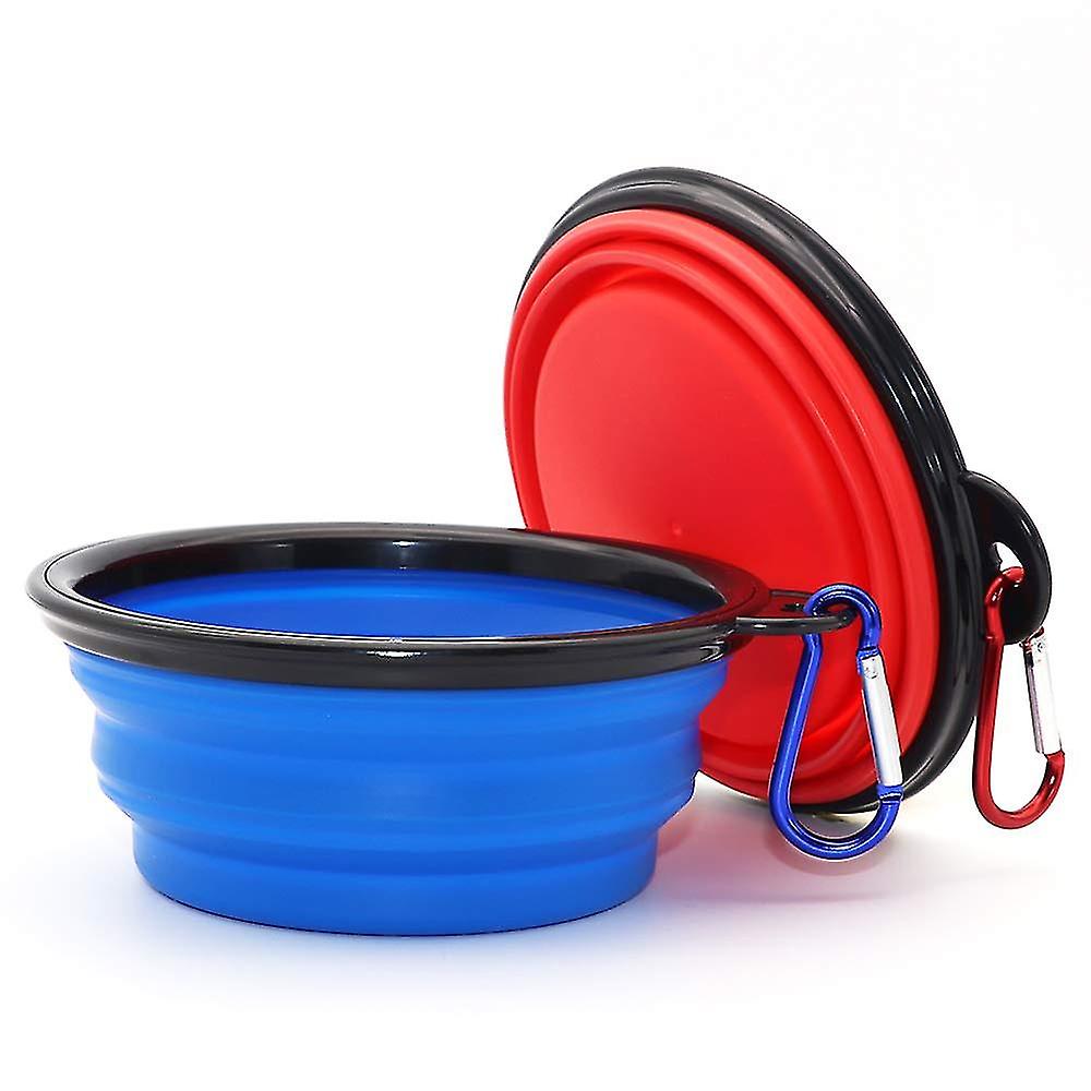 2 Pieces Portable Dog Bowl Collapsible Dog Bowl，travel Dog Bowls And Cat Bowls (350ml， And Red)