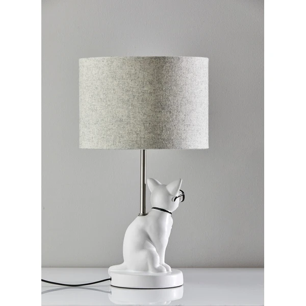 Adesso White Sunny Cat Table Lamp