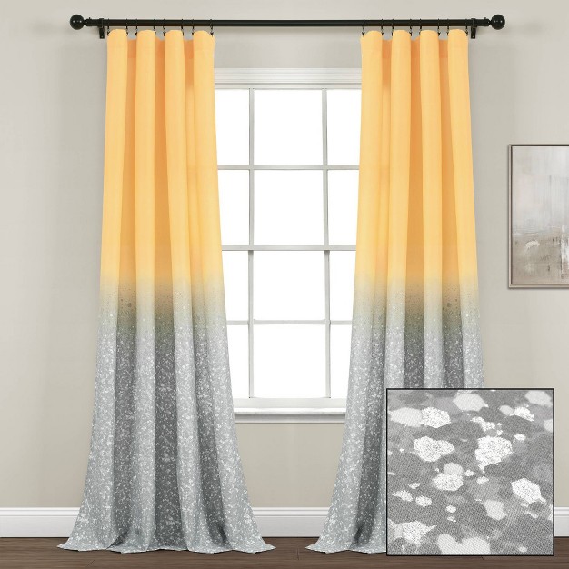 Set Of 2 Glitter Ombre Metallic Print Window Curtain Panels Lush D cor