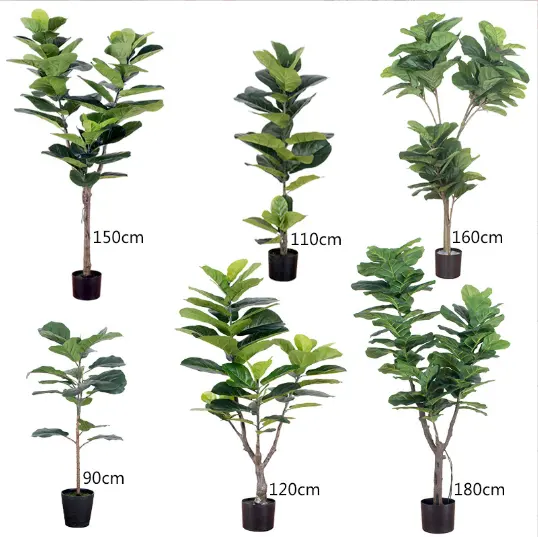 Artificial plants Fiddle Leaf Fig tree Plastic ficus banyan trees garden supplies for indoor outdoor decoration factory price