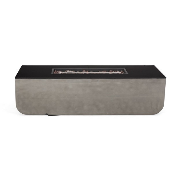 Aidan Outdoor 50000 Btu Light Weight Concrete amp Ceramic Rectangular Fire Pit Light Gray Christopher Knight Home