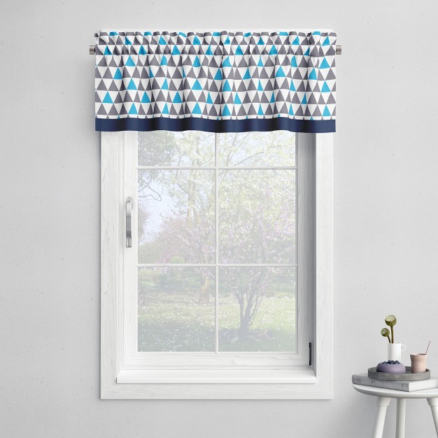 Bacati Triangles Aqua navy grey Boys Cotton Window Valance