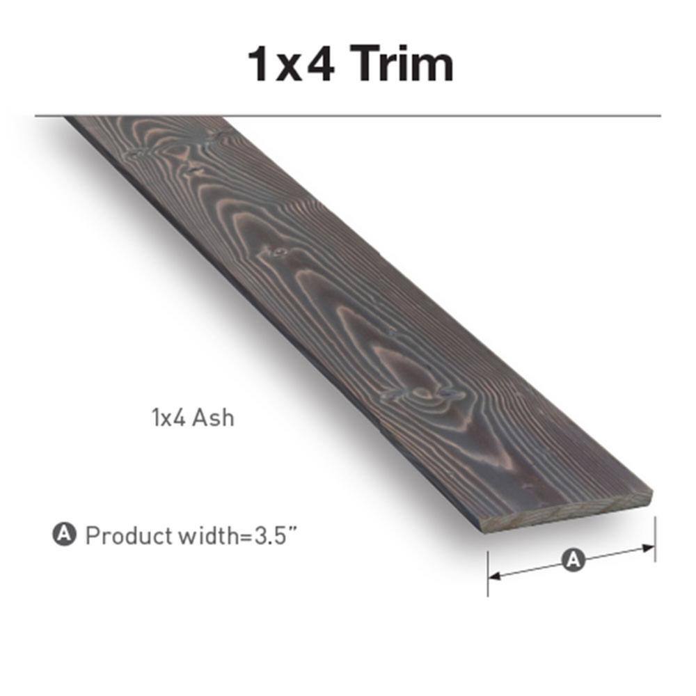 UFP-Edge 1 in. x 4 in. x 8 ft. Charred Wood Ash Gray Pine Trim Board (2-Pack) 311348