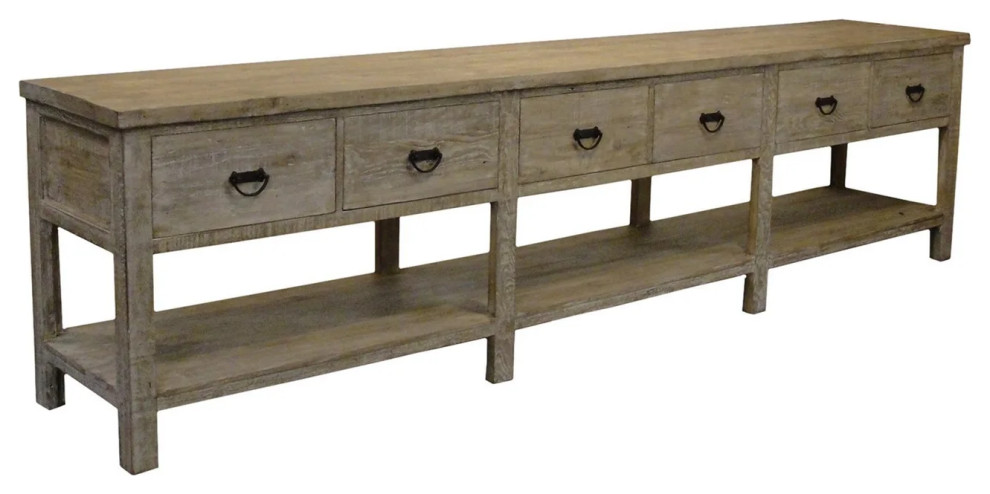 CFC Furniture Reclaimed Lumber Console With 6 Drawers   Farmhouse   Console Tables   by GreatFurnitureDeal  Houzz