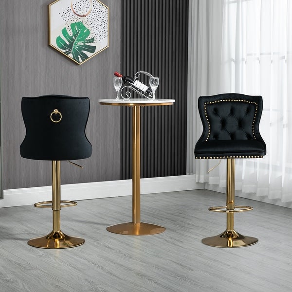 Bar Stools with Back and Footrest Counter Height 2PC Set，Comfortable Velvet Fabric Easy to Assemble for Coffee Shop Bar