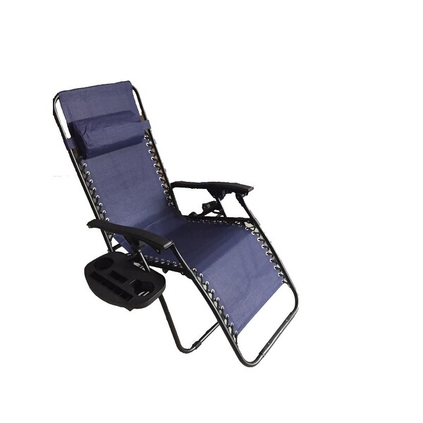 Zero Gravity Recliner / Lounger and Cup Holder in Indigo Blue Mesh 2Pk.