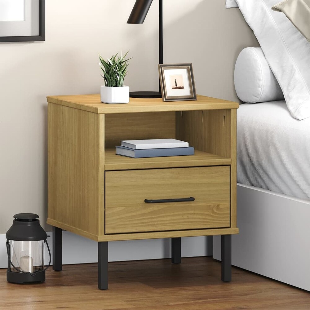 vidaXL Nightstand Bedroom Storage Cabinet Bedside Table Solid Pine Wood OSLO