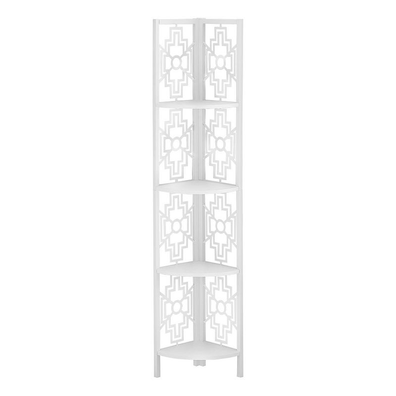 61.5 White Transitional Four Tier Etagere Bookcase