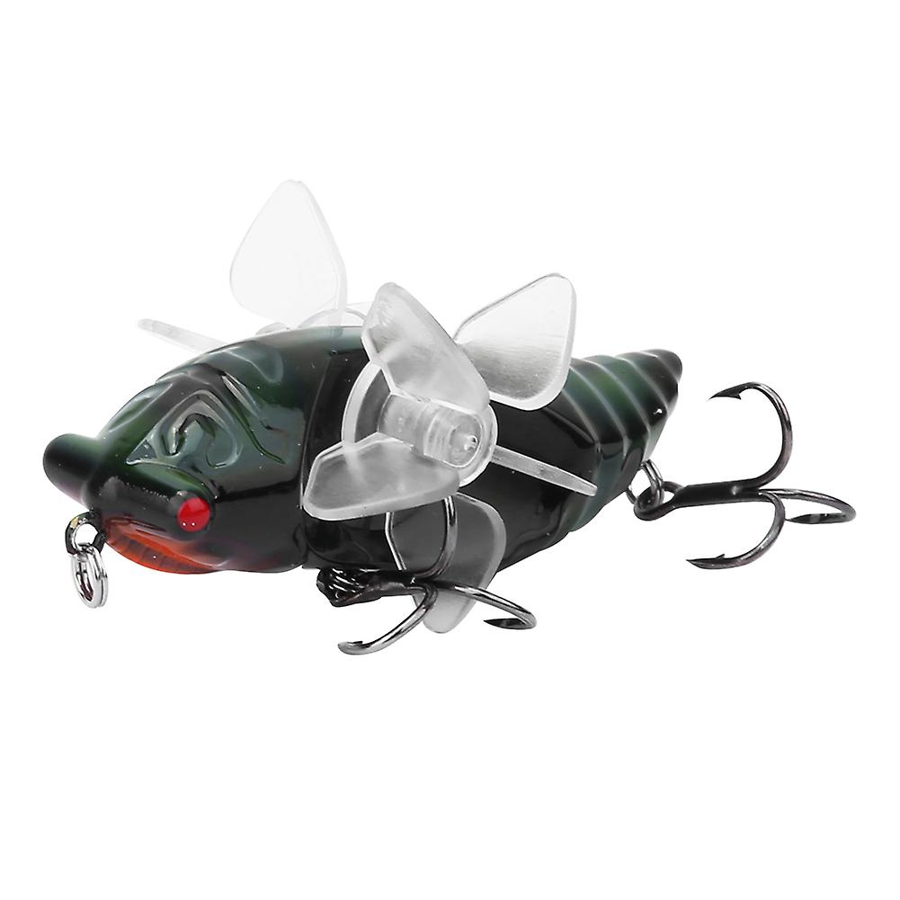 Hard Fish Lure Bionic Cicada Shape Fishing Bait With Rotating Spins Propeller Treble Hook 7.5cmy238-7