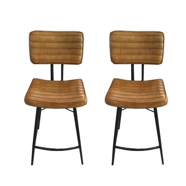 Set of 2 PU Counter Height Stool with Metal Legs