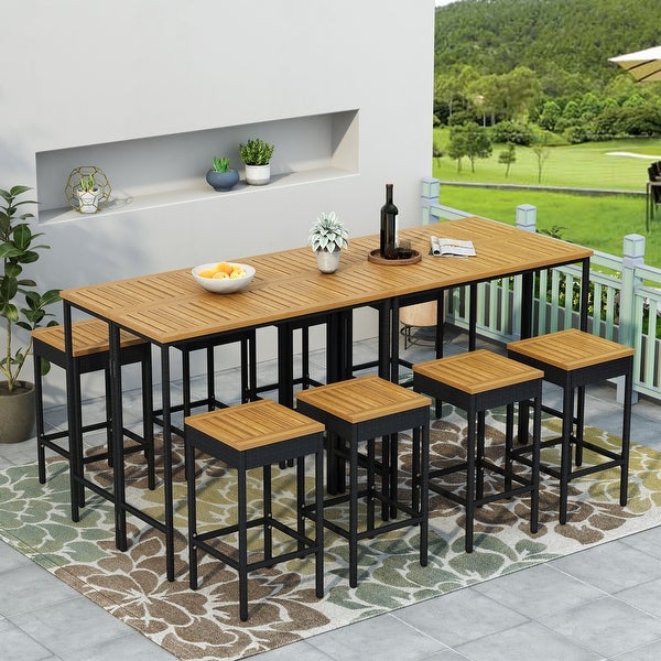 10-Piece Outdoor Patio Wicker Bar Set - Overstock - 36256315